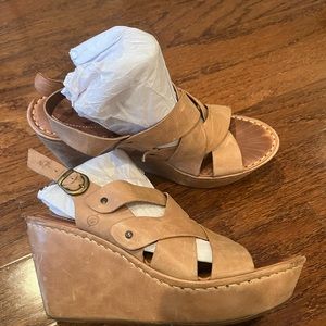 Born Cataleen Tan Strappy Leather Wedges